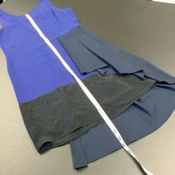 BCBGMAXARIA Womens Blue Black Colorblock Silk Blend Asymmetrical Dress Size 4 - Picture 9 of 11